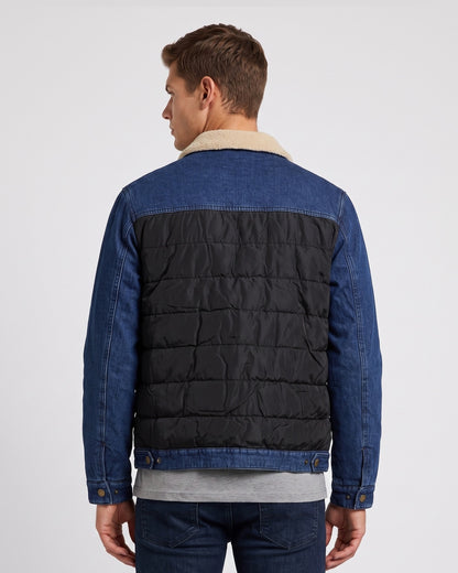 KZZ Men's Denim Jacket with Sherpa Lining