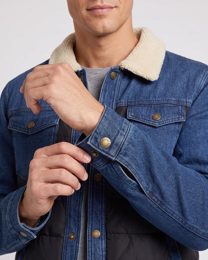 KZZ Men's Denim Jacket with Sherpa Lining