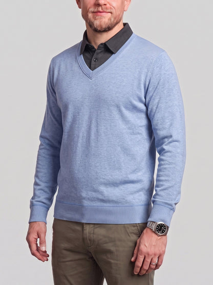 KZZ Men's Comfortable Faux-Layer Knit Top