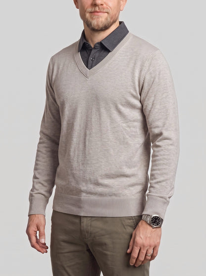 KZZ Men's Comfortable Faux-Layer Knit Top