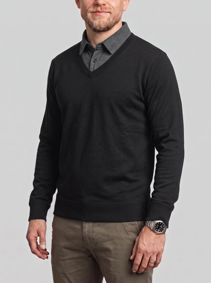 KZZ Men's Comfortable Faux-Layer Knit Top