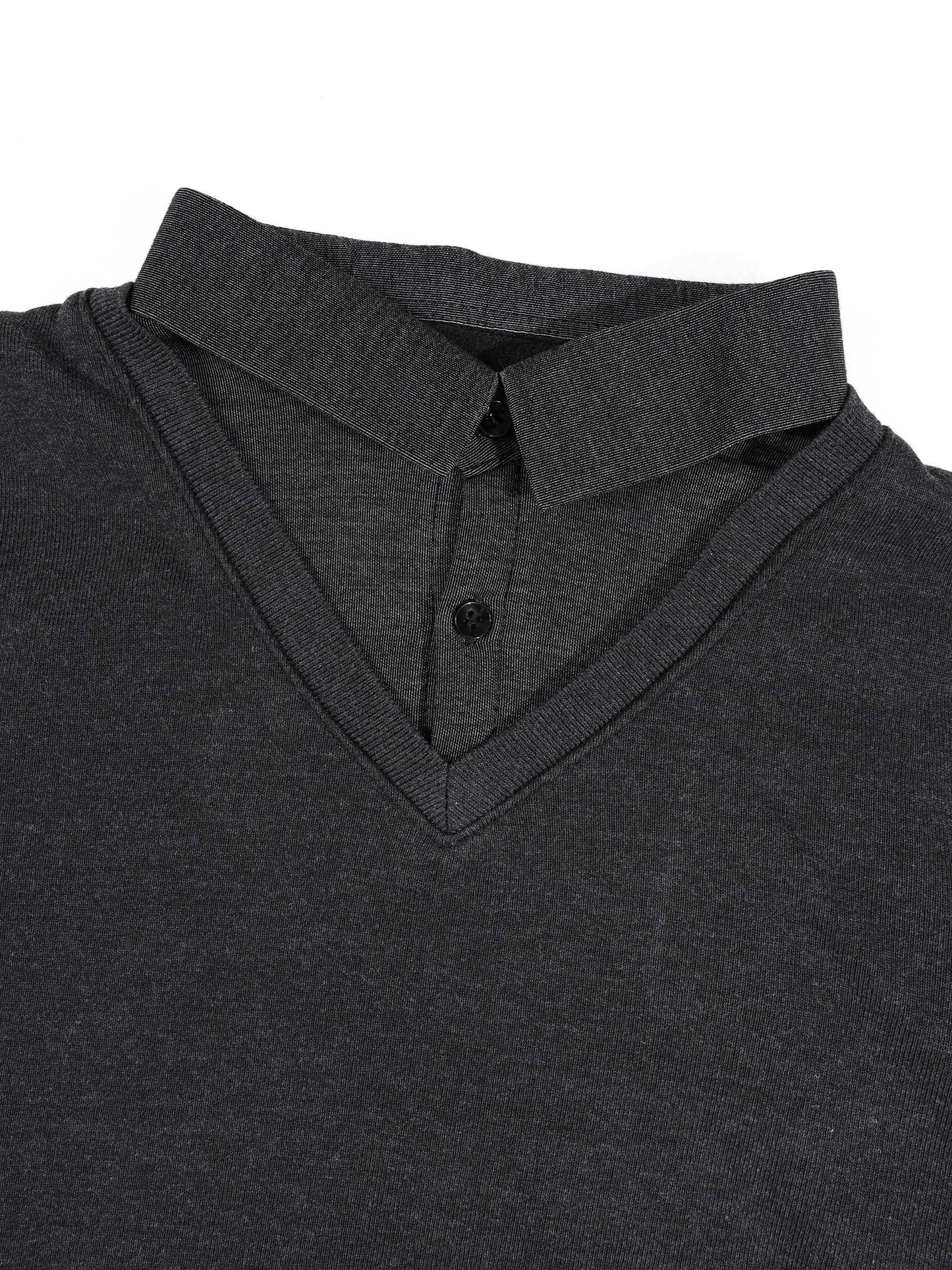 KZZ Men's Comfortable Faux-Layer Knit Top