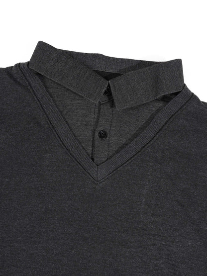 KZZ Men's Comfortable Faux-Layer Knit Top