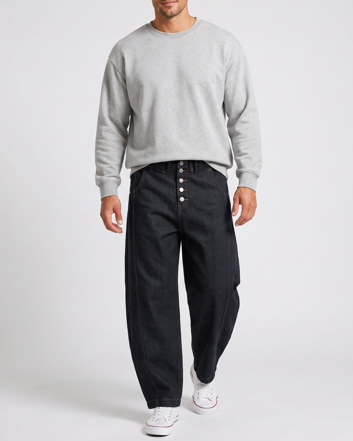 KZZ Loose-fitting button-down bootcut trousers