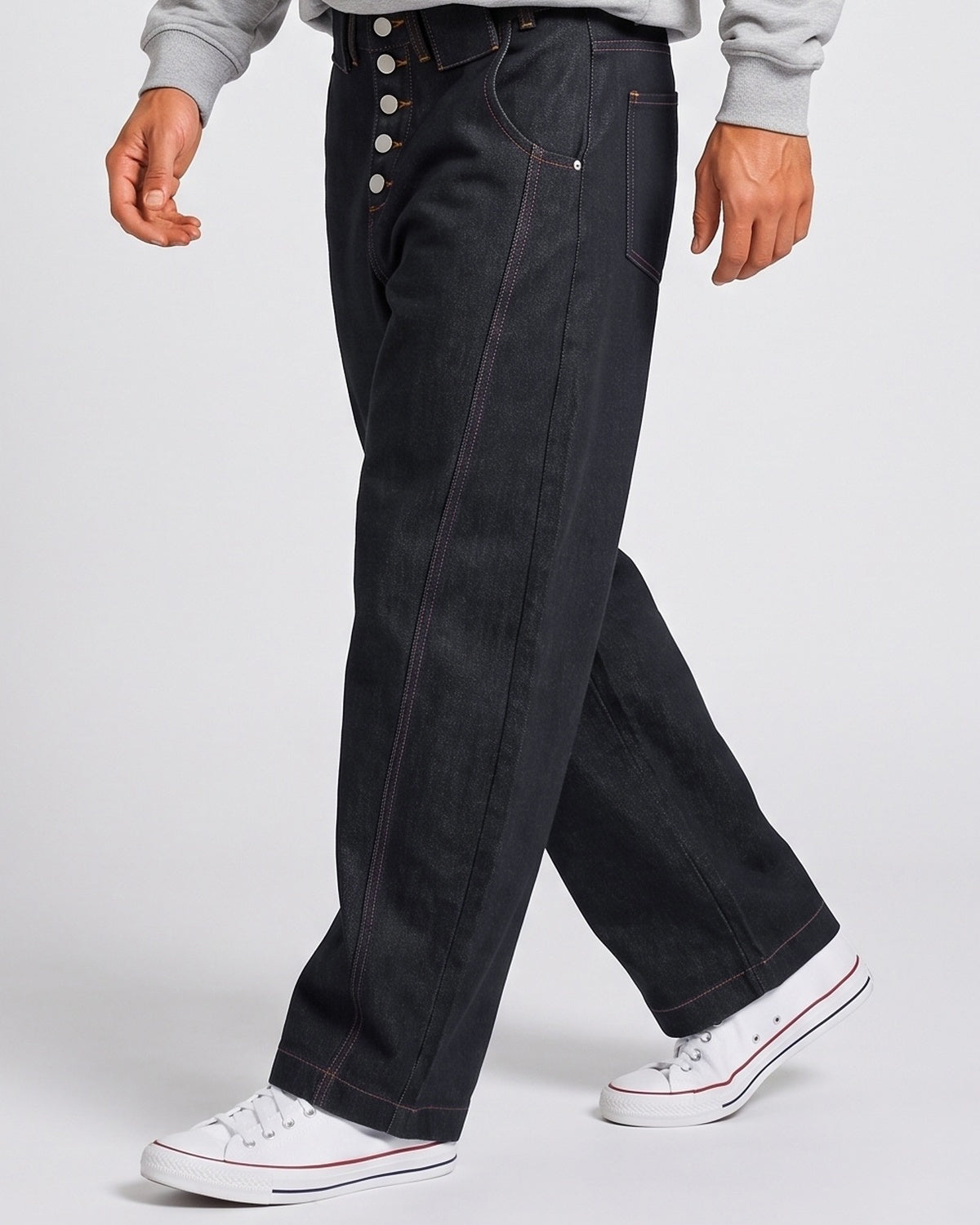 KZZ Loose-fitting button-down bootcut trousers