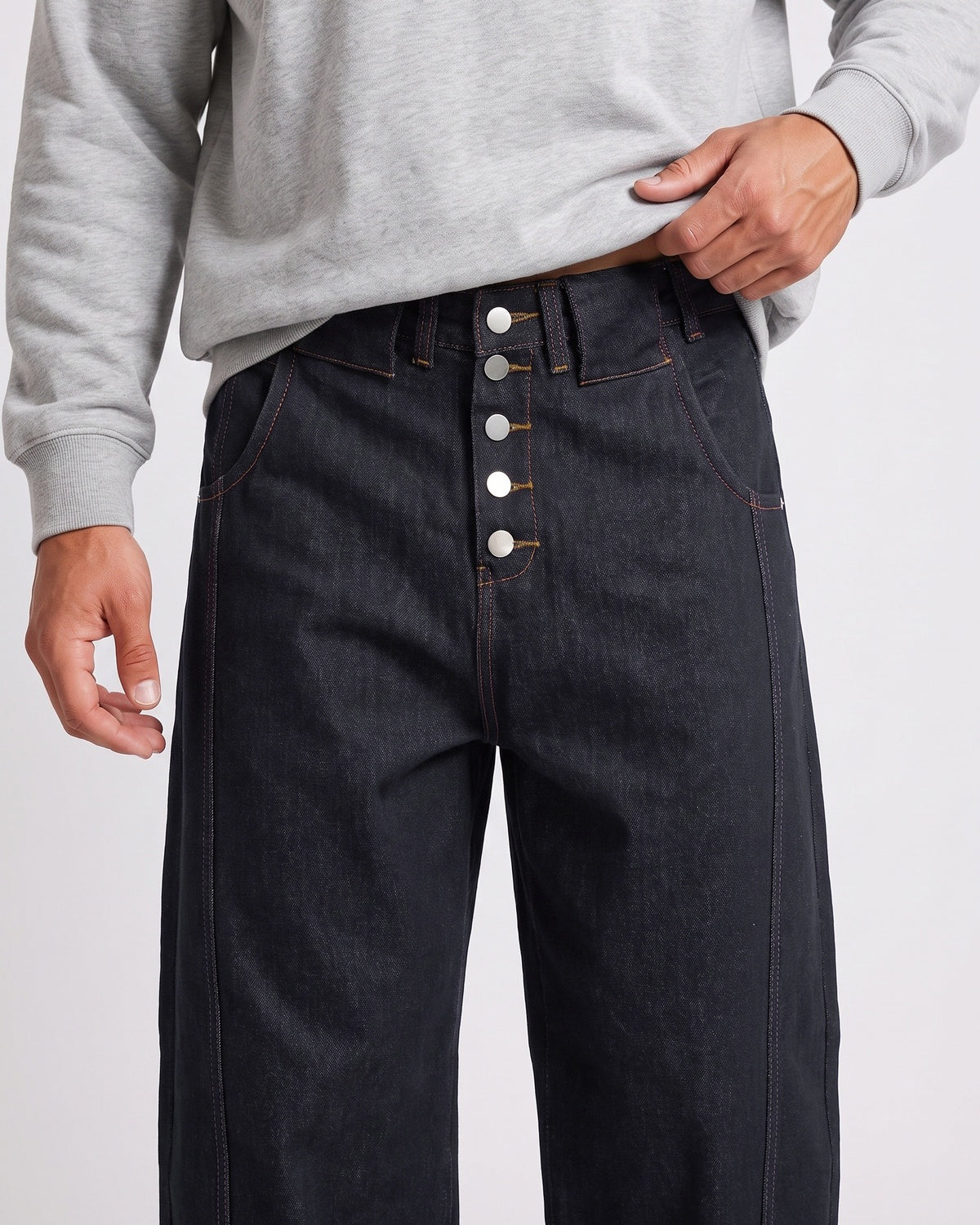 KZZ Loose-fitting button-down bootcut trousers
