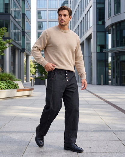 KZZ Loose-fitting button-down bootcut trousers