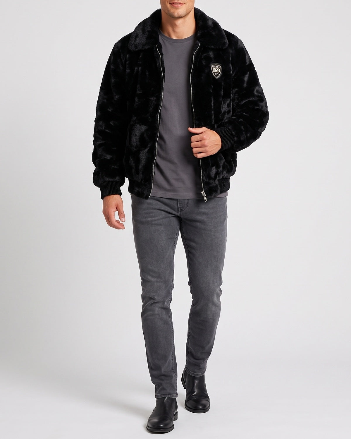 KZZ Men's Comfortable and Stylish Faux Fur Jacket