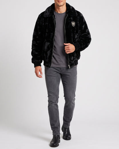 KZZ Men's Comfortable and Stylish Faux Fur Jacket