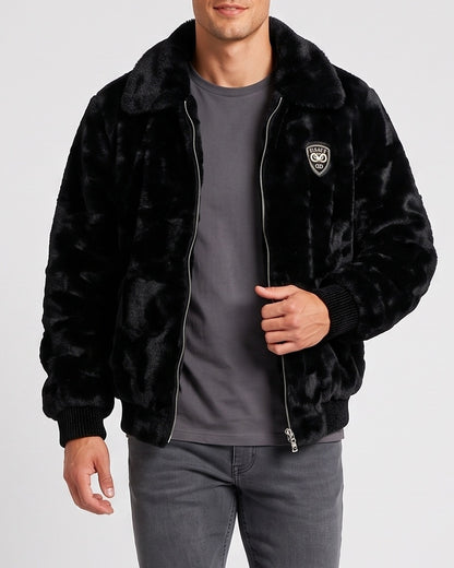 KZZ Men's Comfortable and Stylish Faux Fur Jacket