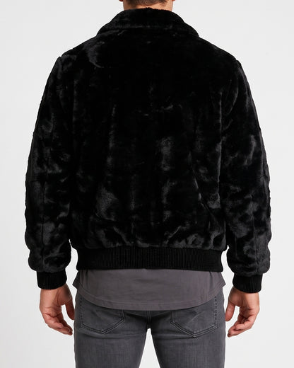 KZZ Men's Comfortable and Stylish Faux Fur Jacket