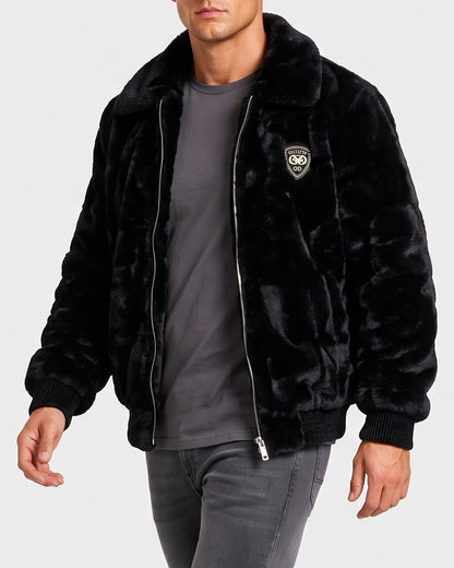 KZZ Men's Comfortable and Stylish Faux Fur Jacket
