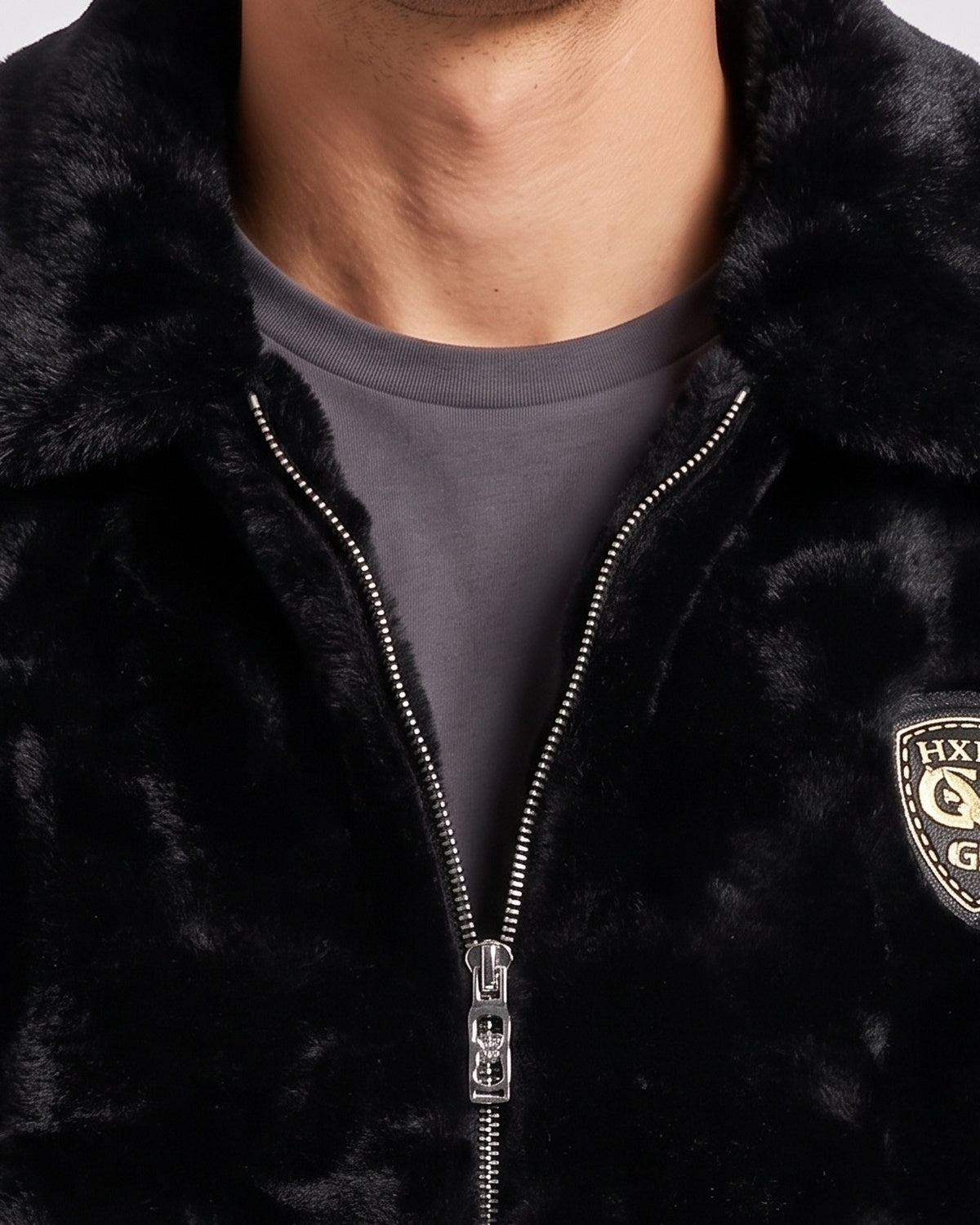 KZZ Men's Comfortable and Stylish Faux Fur Jacket