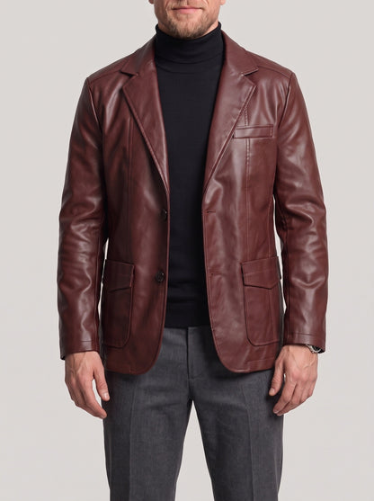 KZZ Men's Plus-Size Black Double-Breasted Suit Jacket