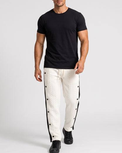 KZZ Men's straight-leg casual hip-hop style drawstring trousers