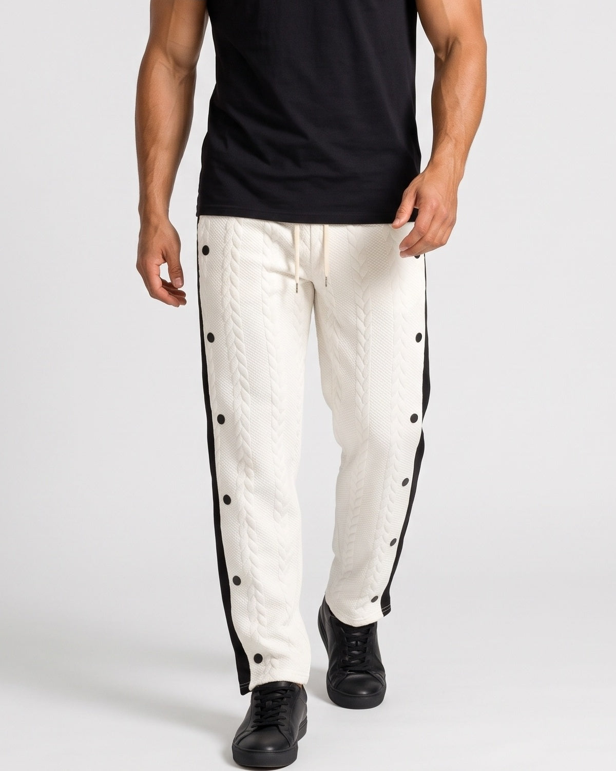 KZZ Men's straight-leg casual hip-hop style drawstring trousers