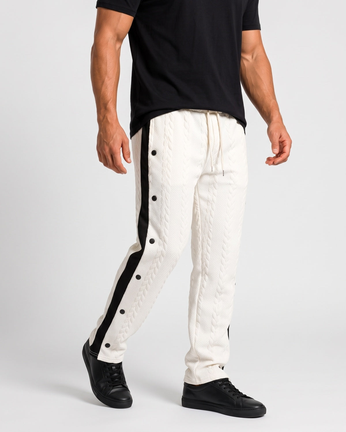 KZZ Men's straight-leg casual hip-hop style drawstring trousers