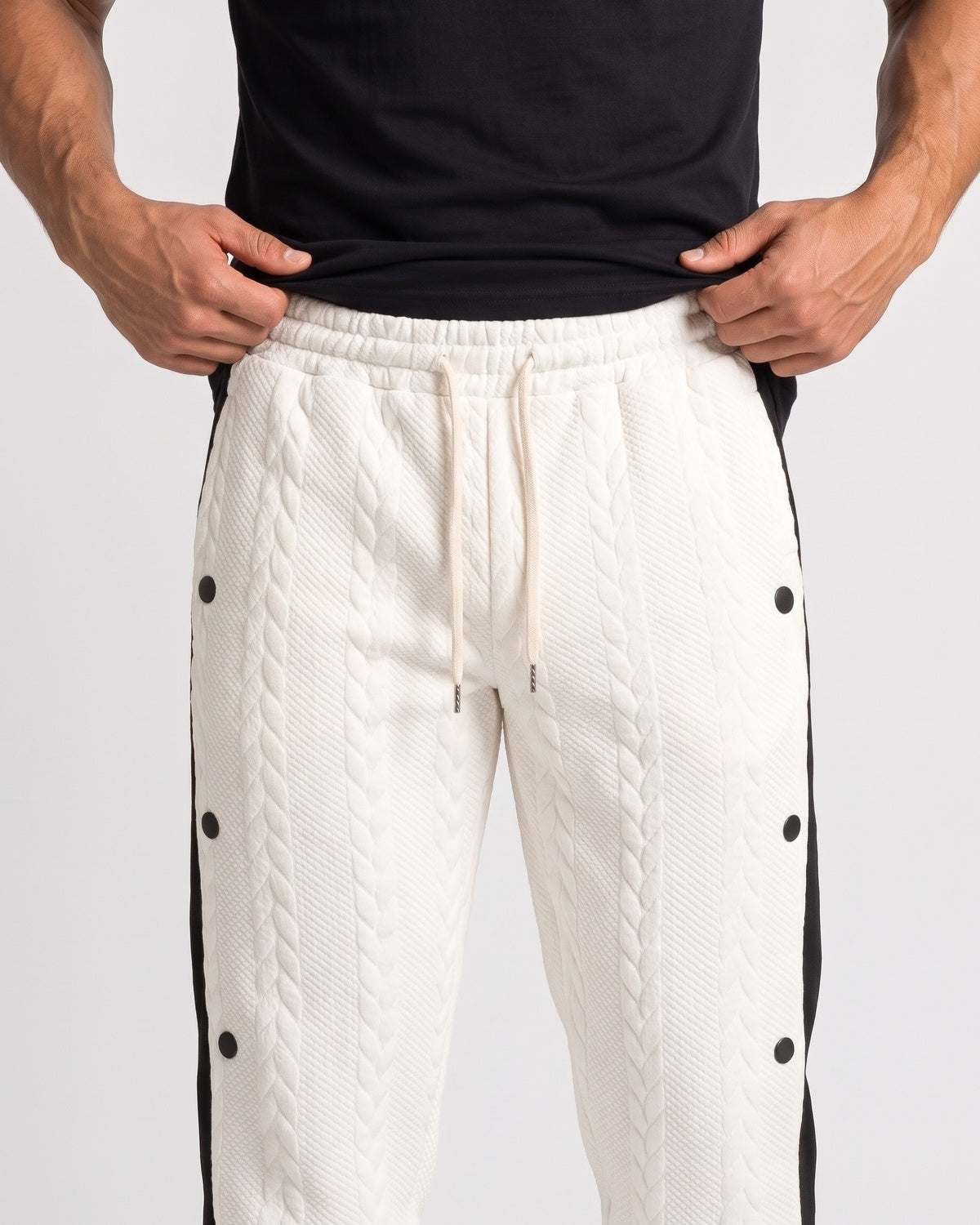 KZZ Men's straight-leg casual hip-hop style drawstring trousers