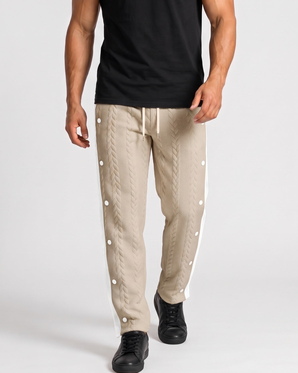 KZZ Men's straight-leg casual hip-hop style drawstring trousers