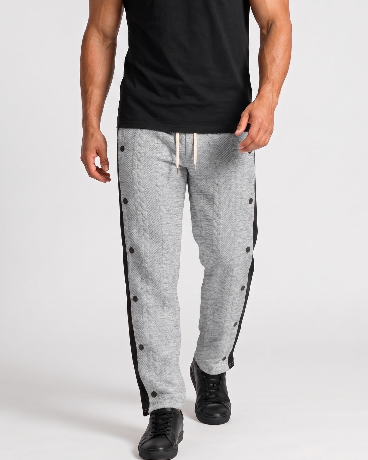 KZZ Men's straight-leg casual hip-hop style drawstring trousers