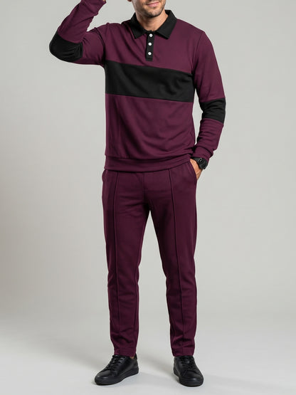 KZZ Slim-fit collared top and textured trousers