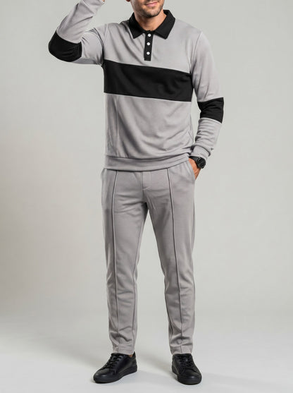 KZZ Slim-fit collared top and textured trousers