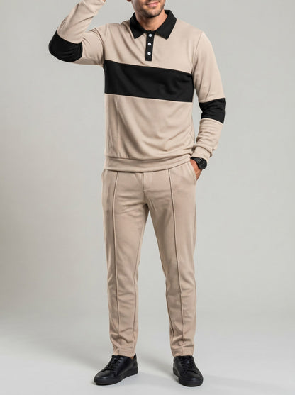 KZZ Slim-fit collared top and textured trousers