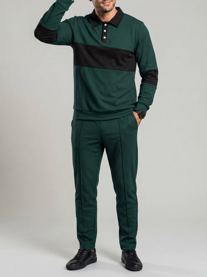 KZZ Slim-fit collared top and textured trousers