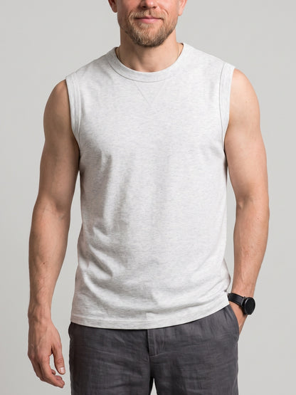 KZZ Men's long-length sleeveless crew-neck top