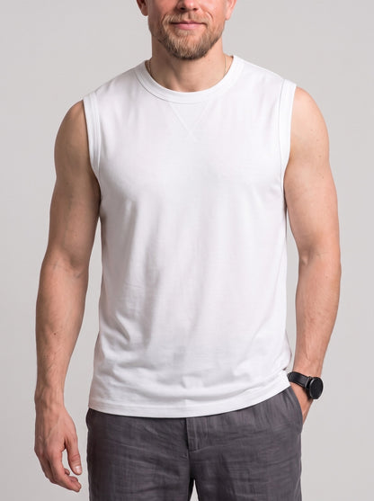 KZZ Men's long-length sleeveless crew-neck top