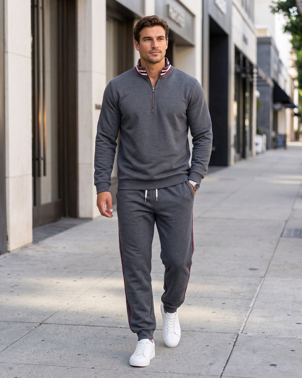 KZZ Men's Two-Piece Hoodie and Drawstring Sweatpants Set