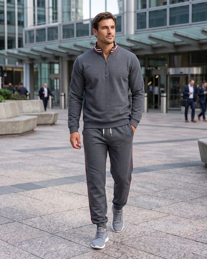 KZZ Men's Two-Piece Hoodie and Drawstring Sweatpants Set