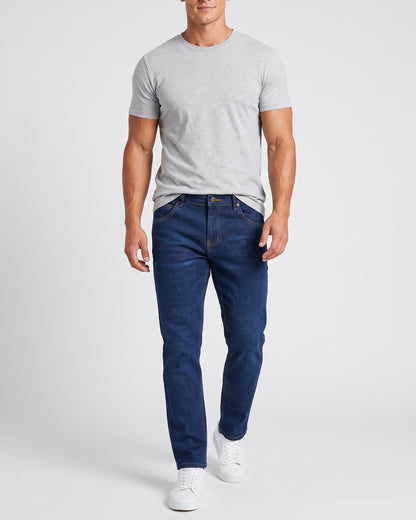 KZZ Men's loose-fitting, warm fleece-lined straight-leg jeans