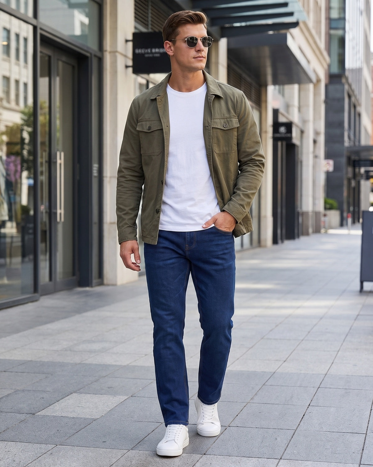 KZZ Men's loose-fitting, warm fleece-lined straight-leg jeans