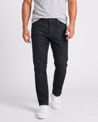 KZZ Men's loose-fitting, warm fleece-lined straight-leg jeans