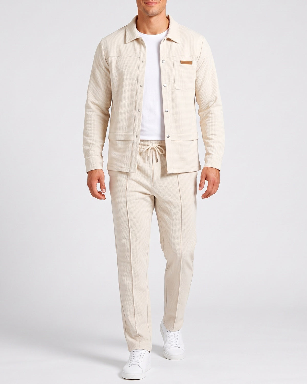 KZZ Men's Business Casual Shirt Jacket Long-Sleeved Trousers Suit