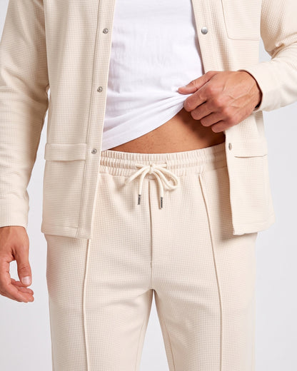KZZ Men's Business Casual Shirt Jacket Long-Sleeved Trousers Suit