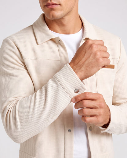 KZZ Men's Business Casual Shirt Jacket Long-Sleeved Trousers Suit