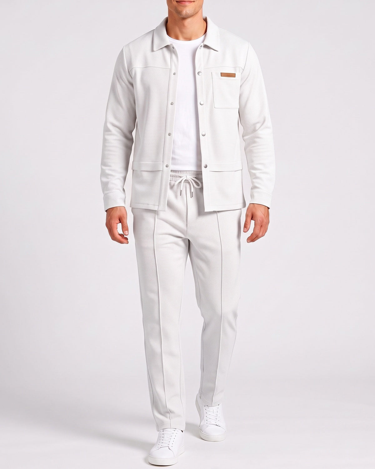 KZZ Men's Business Casual Shirt Jacket Long-Sleeved Trousers Suit