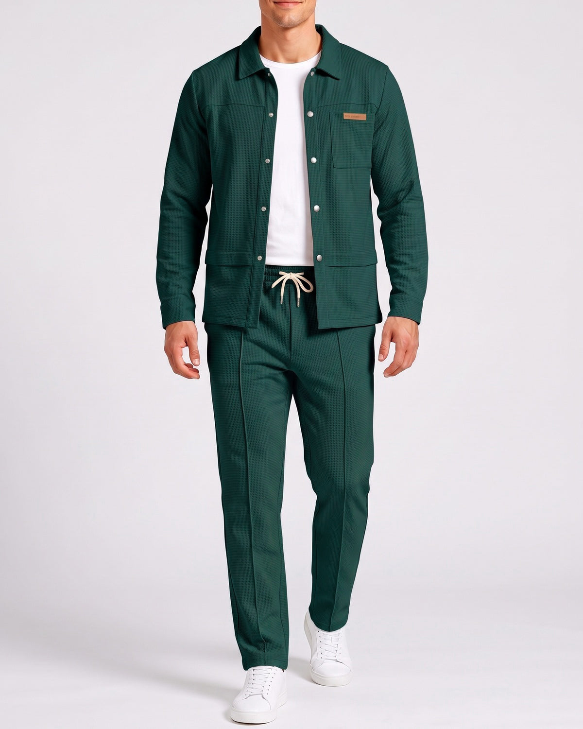 KZZ Men's Business Casual Shirt Jacket Long-Sleeved Trousers Suit