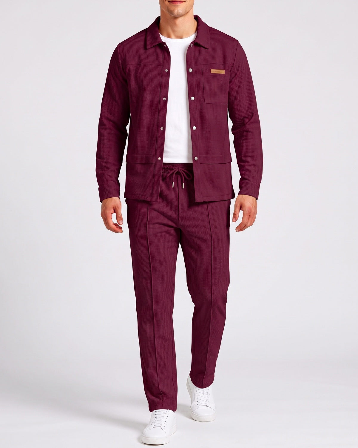 KZZ Men's Business Casual Shirt Jacket Long-Sleeved Trousers Suit