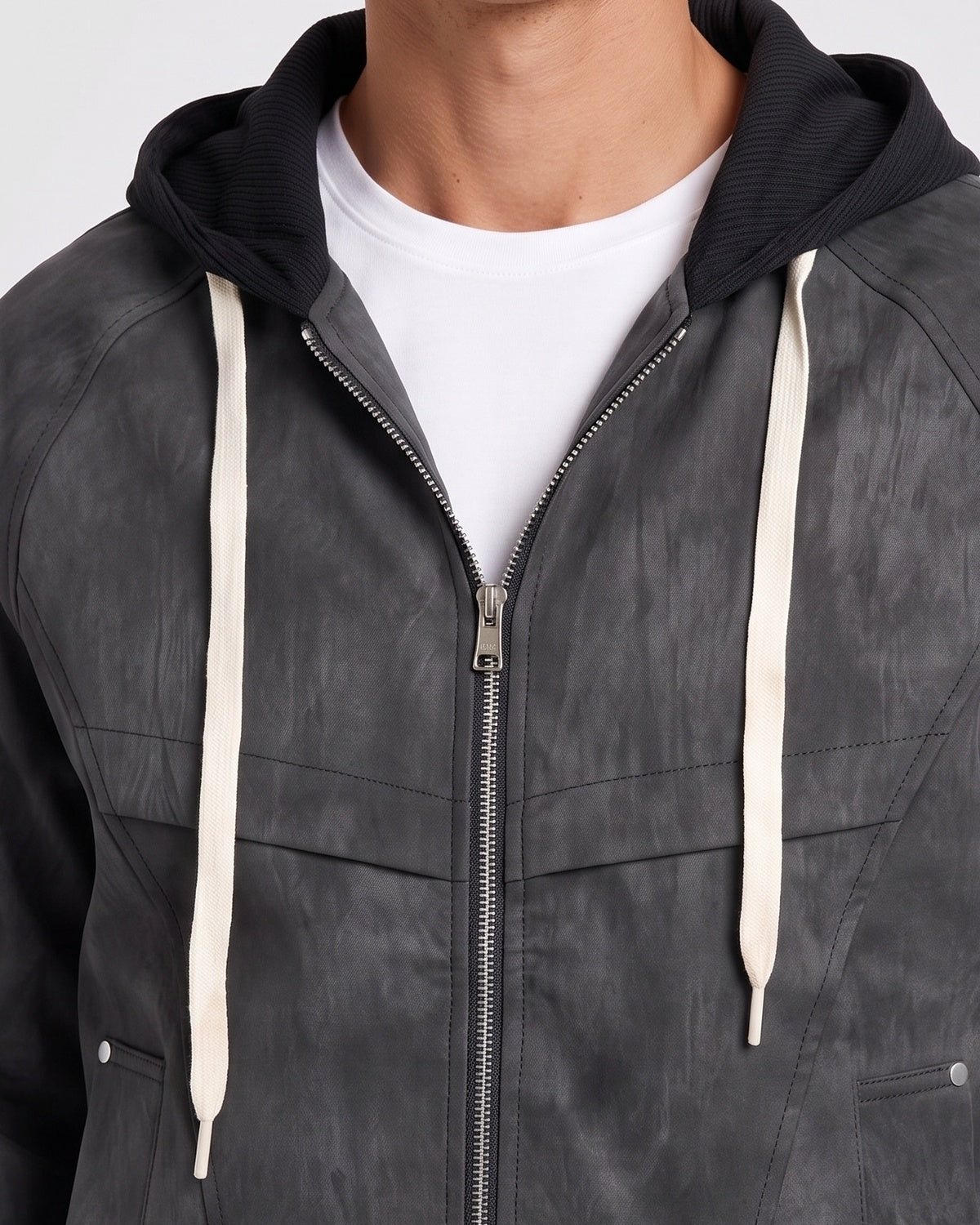 KZZ Men's Spring Hooded Zip-Up Jacket