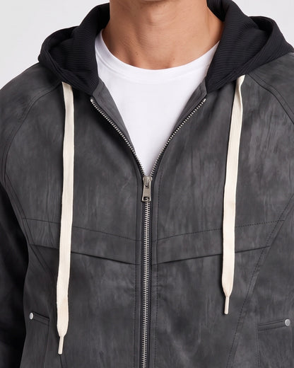 KZZ Men's Spring Hooded Zip-Up Jacket