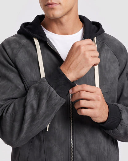KZZ Men's Spring Hooded Zip-Up Jacket