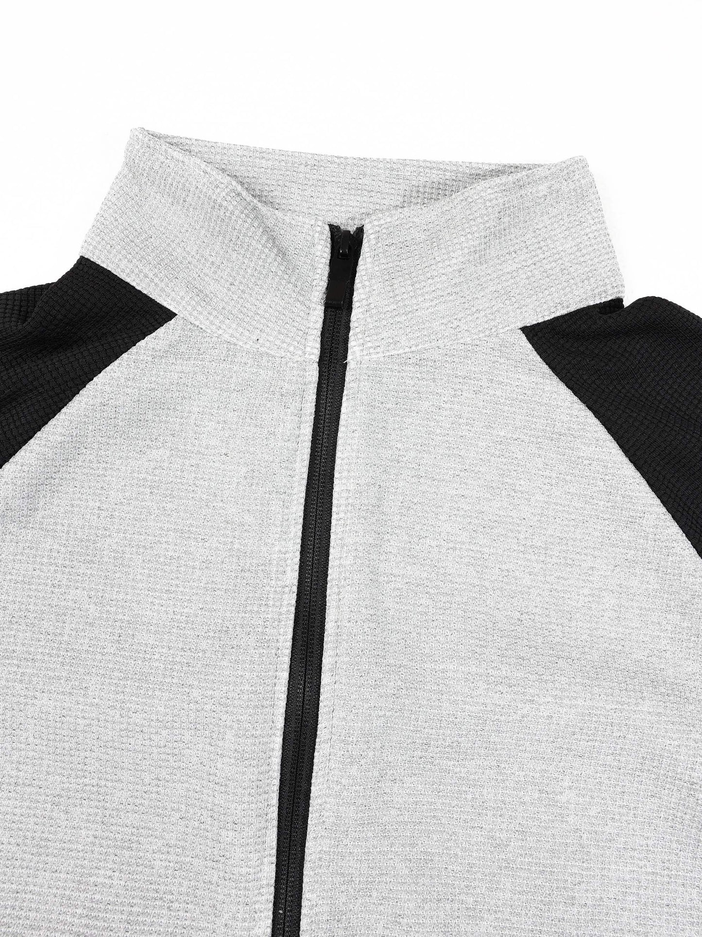 KZZ Men's stand-collar color-block zip-up jacket and straight-leg trousers