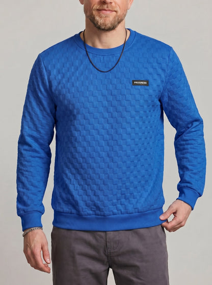 KZZ Men's Comfortable Textured Crew-Neck Shirt