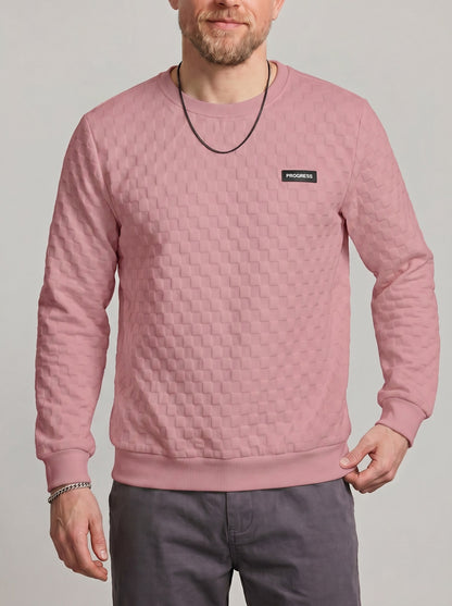 KZZ Men's Comfortable Textured Crew-Neck Shirt