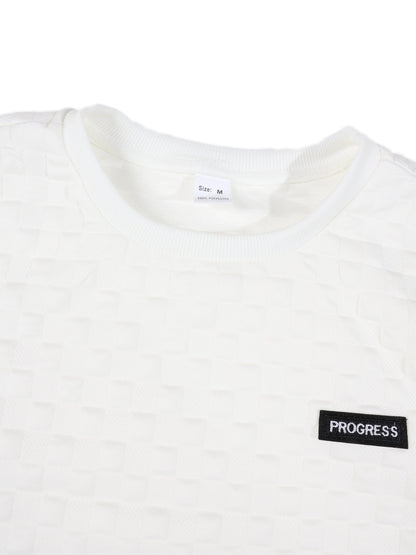 KZZ Men's Comfortable Textured Crew-Neck Shirt