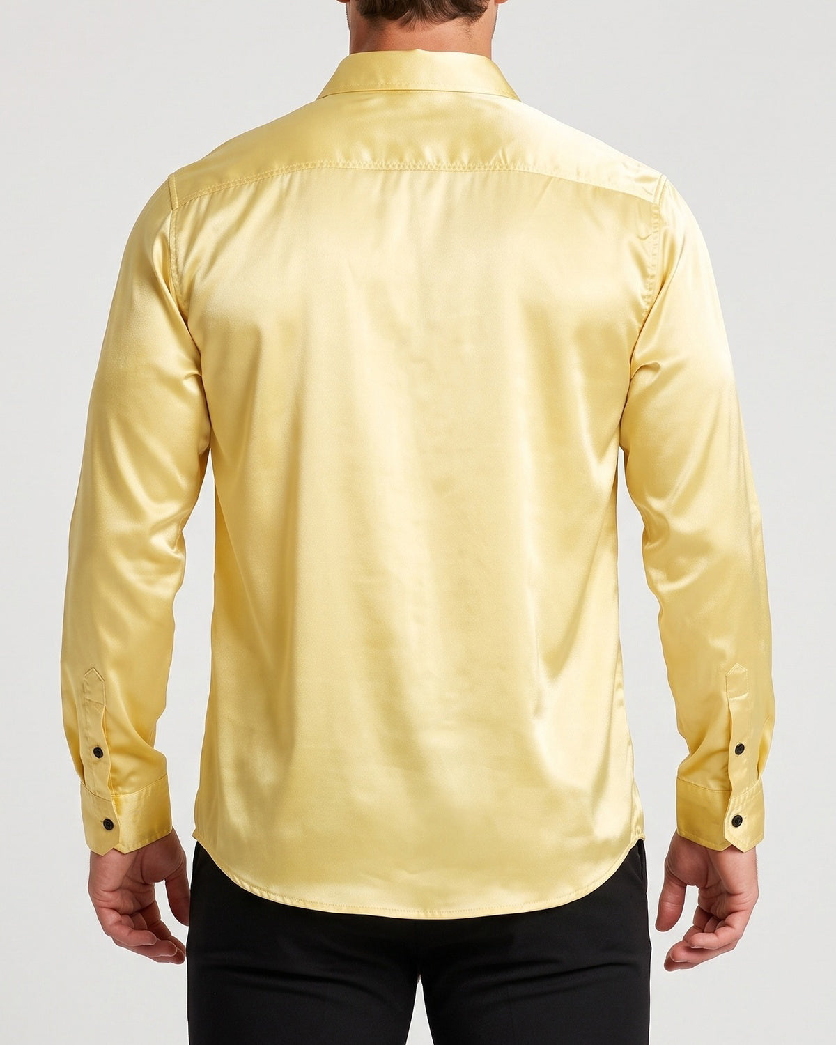 KZZ Men's shiny metallic sequin long-sleeved button shirt