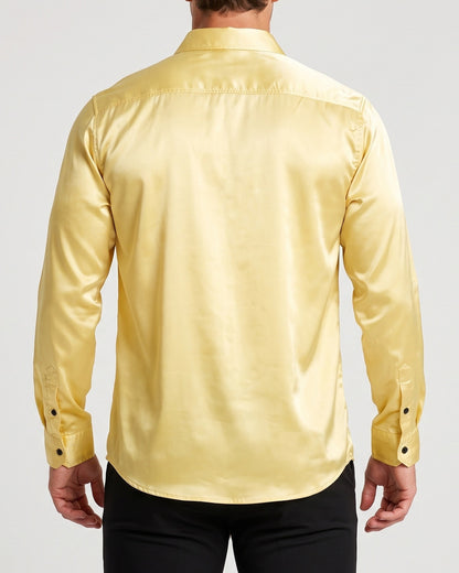 KZZ Men's shiny metallic sequin long-sleeved button shirt